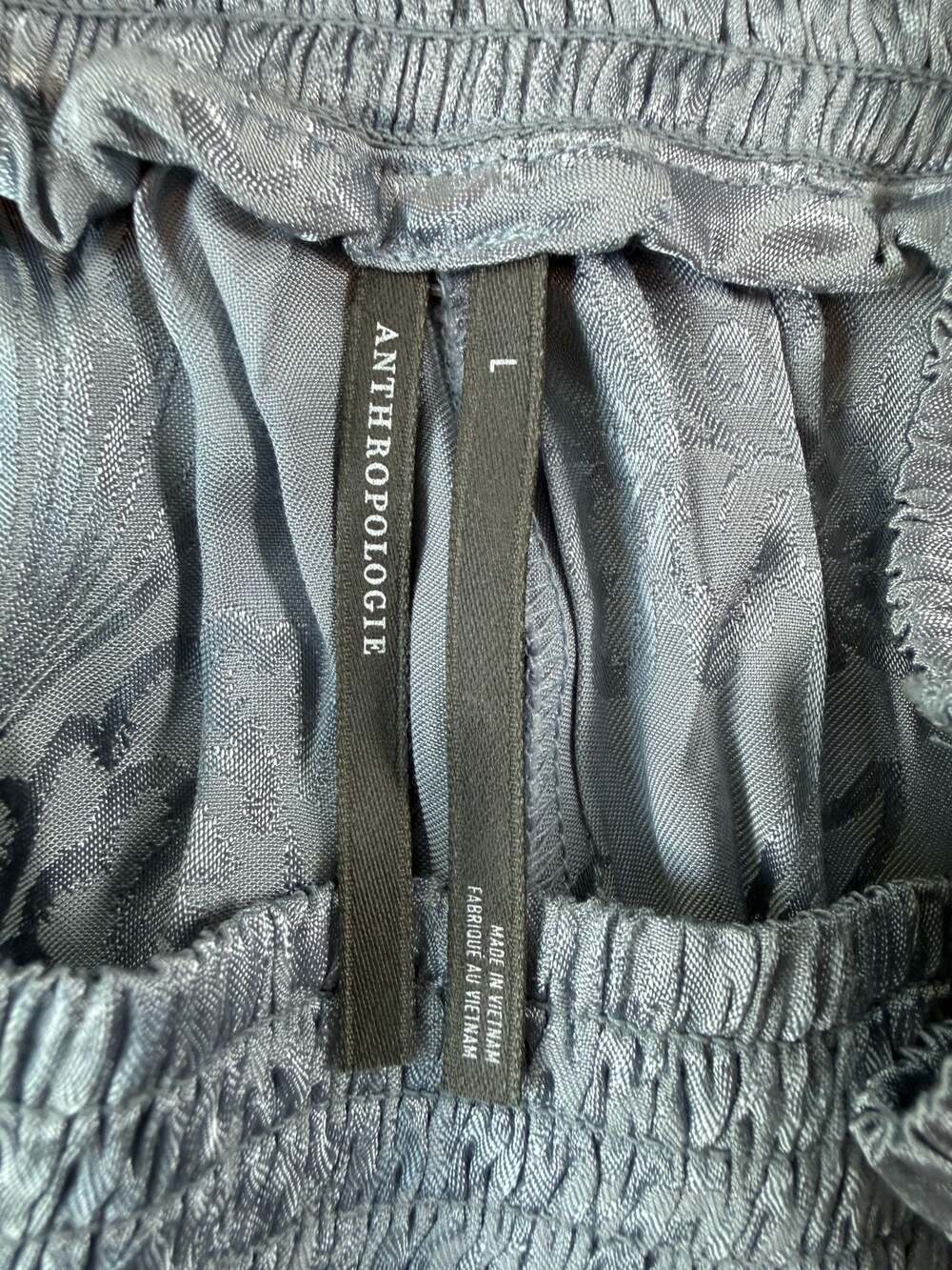 NWT Anthropologie Misty Blue Jacquard Balloon Pants, Side Pockets, Size Large - Picture 7 of 9